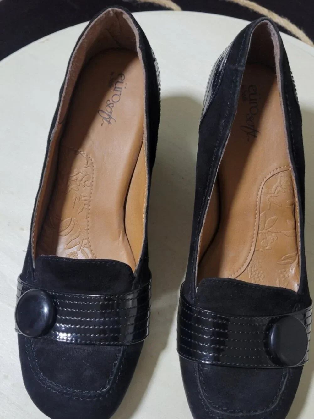 Sofft EuroSoft Black Suede Leather Wedge Heels [Item #SW01]